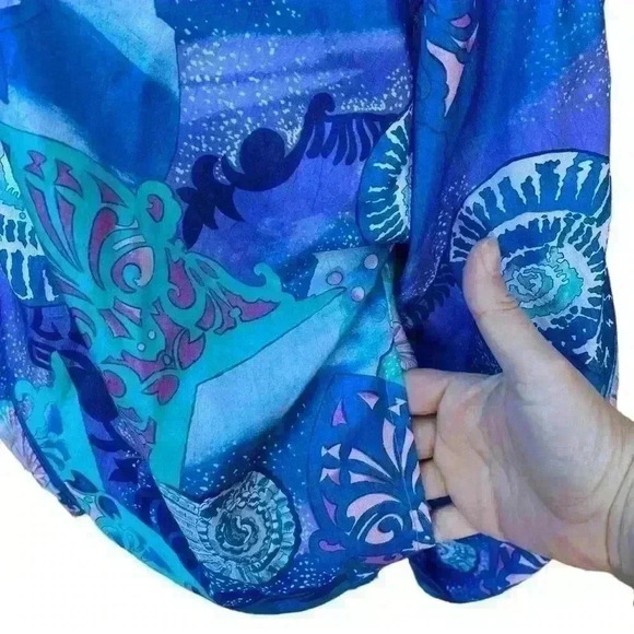 Vintage Lavon Purple Blue Psychedelic Funky Seashell Windbreaker Jacket size LP - Picture 2 of 13